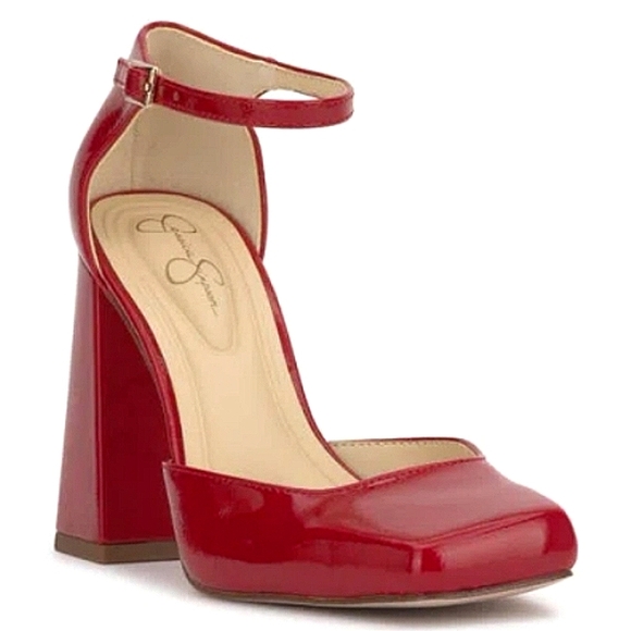 New w/Box Jessica Simpson Lollah Pearlized Vegan Patent Leather Block Heel Pumps - Picture 2 of 8